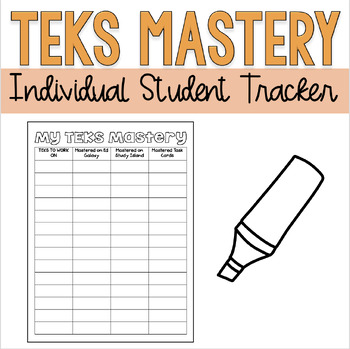 Preview of TEKS Mastery- Individual Student Tracker for STAAR Review