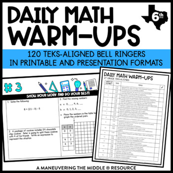 Preview of 6th Grade Math Warm Ups (TEKS-Aligned Bell Ringers)