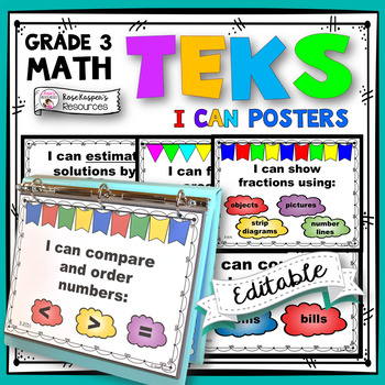 Preview of TEKS Posters 3rd Grade Math TEKS I Can Statements