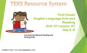 Preview of TEKS Resource System Unit 1 Lesson 1 days 4-6 READING AND WRITING First Grade