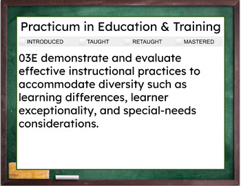 Preview of TEKS SE Cards - Practicum in Education & Training
