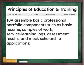 Preview of TEKS SE Cards - Principles of Education & Training