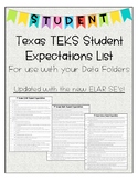 FREEBIE: TEKS Student Expectations List for Data Folders: 