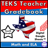 TEKS Teacher Gradebook Fourth Grade Google Sheets (TM) 