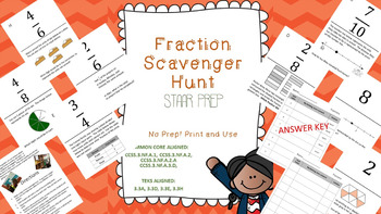 Preview of TEKS & Common Core Aligned 3rd Grade Fraction Scavenger Hunt