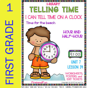 Preview of TELLING TIME HOUR HALF HOUR ANALOG DIGITAL UNIT 7 LESSON 34 WORKSHEETS EXIT MAFS