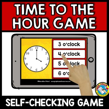 Preview of TELLING TIME TO THE HOUR GAME MEASUREMENT ACTIVITY KINDERGARTEN BOOM CARDS TASK