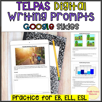 Preview of TELPAS Writing Prompts Digital Google Slides 2024 emergent bilinguals ELL ESL
