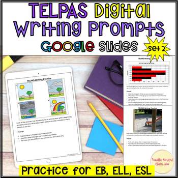Preview of TELPAS Writing Prompts Digital Google Slides 2024 emergent bilinguals ELL ESL