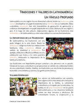 Preview of TEMA LAS FAMILIAS Y LAS COMUNIDADES: LAS TRADICIONES Y LOS VALORES