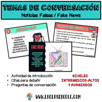 Preview of TEMAS DE CONVERSACIÓN Y DEBATE EN ESPAÑOL: NOTICIAS FALSAS - FAKE NEWS