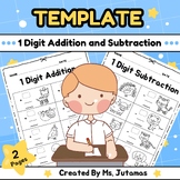 Template Addition and subtraction 1 digit with animals to learn