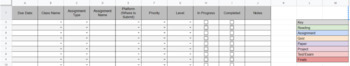 Preview of TEMPLATE Assignment Tracker - Google Spreadsheets