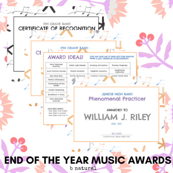 Preview of END OF THE YEAR AWARD TEMPLATE FOR MUSIC/BAND CLASS