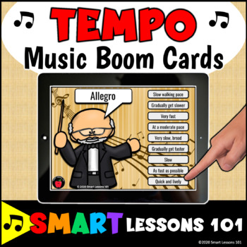 Preview of TEMPO BOOM CARDS™ Musical Terms Game Tempo Music Activity for Google Classroom™