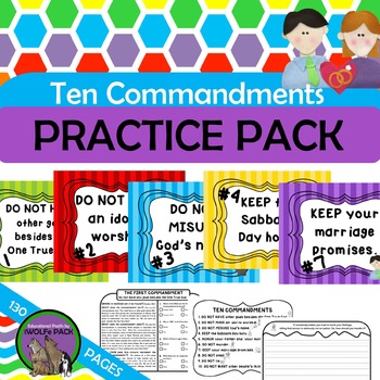 Preview of TEN COMMANDMENTS BIBLE Practice Pack 10 COMMANDMENTS Reading Text Writing Memory