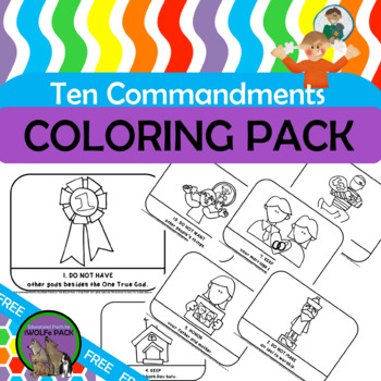 Preview of TEN COMMANDMENTS Coloring Pack FREE