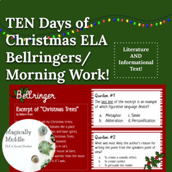 Preview of TEN Christmas ELA Bellringers/Morning Work for Middle Grades!