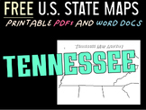 TENNESSEE FREE PRINTABLE STATE MAP (IN PDF AND MS WORD FORMATS)