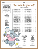 TENNIS Vocabulary Word Search Puzzle Worksheet Activity