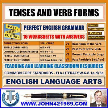 Preview of VERB FORMS IN TENSES - 26 WORKSHEETS WITH ANSWERS