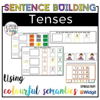 Preview of TENSES sentence building: past, present, future colorful semantics + TASK CARDS