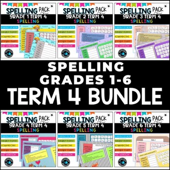 TERM 4 SPELLING BUNDLE-Grades 1-6 by Oceanview Resources | TpT