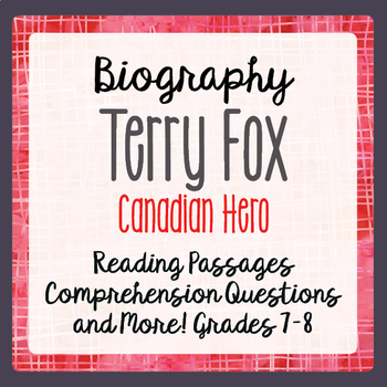 Preview of TERRY FOX 2 Reading Passages, 6 activities: Grades 7-8 PRINT and EASEL