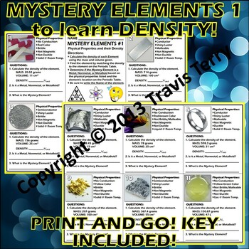 Worksheet: Mystery Elements and Their Density Version 1 by Travis Terry
