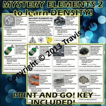 Worksheet: Mystery Elements and Their Density Version 2 by Travis Terry