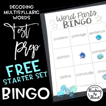 Preview of TEST-PREP BINGO Decoding Multisyllabic Test Words FREE Starter Set