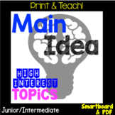 NO PREP Main Idea Reading Response Unit, Smartboard and PDF