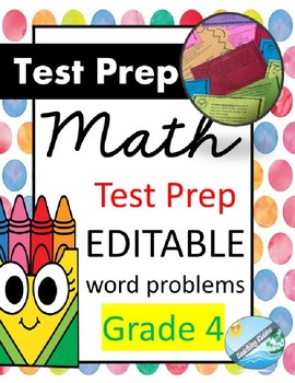 Preview of TEST PREP - Math word problems grade 3, 4 EDITABLE