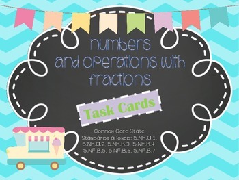 Preview of MATH TEST PREP: Numbers and Fractions Review Task Cards {Milestones}