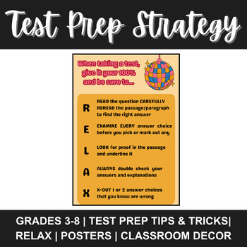 Preview of TEST PREP STRATEGY POSTER RELAX