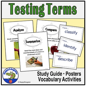 Preview of TEST PREP Testing Terms - Critical Verbs - Academic Vocabulary Activities