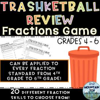 Preview of TEST PREP--Trashketball Review Game for Fractions-4th-6th Grade Standards