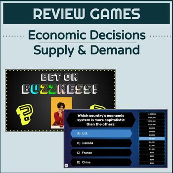 Preview of TEST REVIEW GAMES | Economic Decisions and Supply & Demand (Intro to Economics)