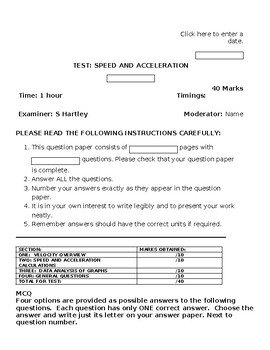 Preview of TEST SPEED AND ACCELERATION MCQ