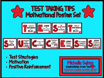 Preview of TEST TAKING TIPS Motivational Poster Set - Red