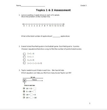 Preview of TESTS/REVIEWS - Envision math/ Pearson/ Savvas - grade 3 assessments study guide