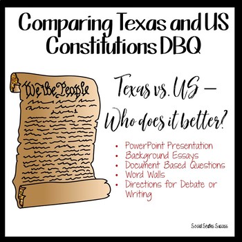 Preview of TEXAS CONSTITUTION DEBATE AND WRITING for Texas History 7th Grade