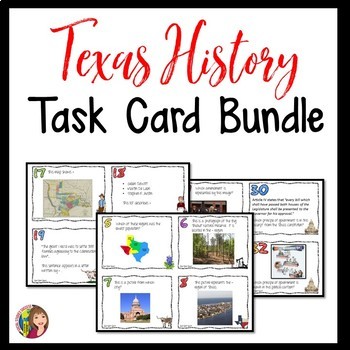 Preview of TEXAS HISTORY 7th GRADE TASK CARDS BUNDLE