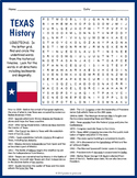 TEXAS HISTORY & TIMELINE Word Search Puzzle Worksheet Activity