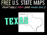 TEXAS FREE PRINTABLE STATE MAP (IN PDF AND MS WORD FORMATS)