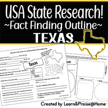Preview of TEXAS State Research Report: Brainstorm & Fact Finding Pages | SOCIAL STUDIES