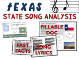 TEXAS State Song Analysis: fillable boxes, lyrics, analysi