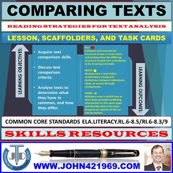 Preview of COMPARING TEXTS LESSON AND RESOURCES
