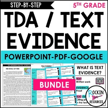 Preview of TEXT DEPENDENT ANALYSIS 5TH GRADE AND TEXT EVIDENCE UNIT BUNDLE