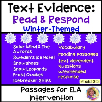 Preview of TEXT EVIDENCE:READ & RESPOND Winter-Themed Passages w/Text Dependent Questions